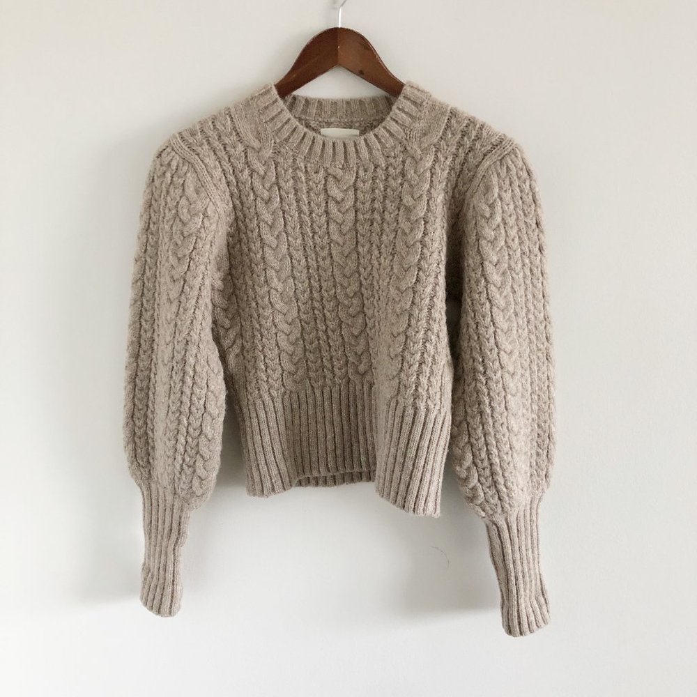 Doen Mulberry Baby Alpaca Braided Cable Knit Sweater S